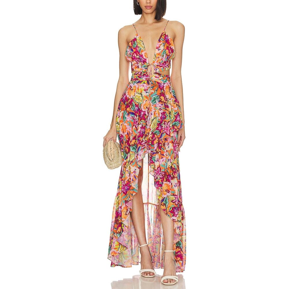 Lovers And Friends 'Jetset' Pink Crepe Christina Fabi Gown Size XXS